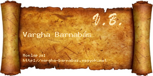 Vargha Barnabás névjegykártya